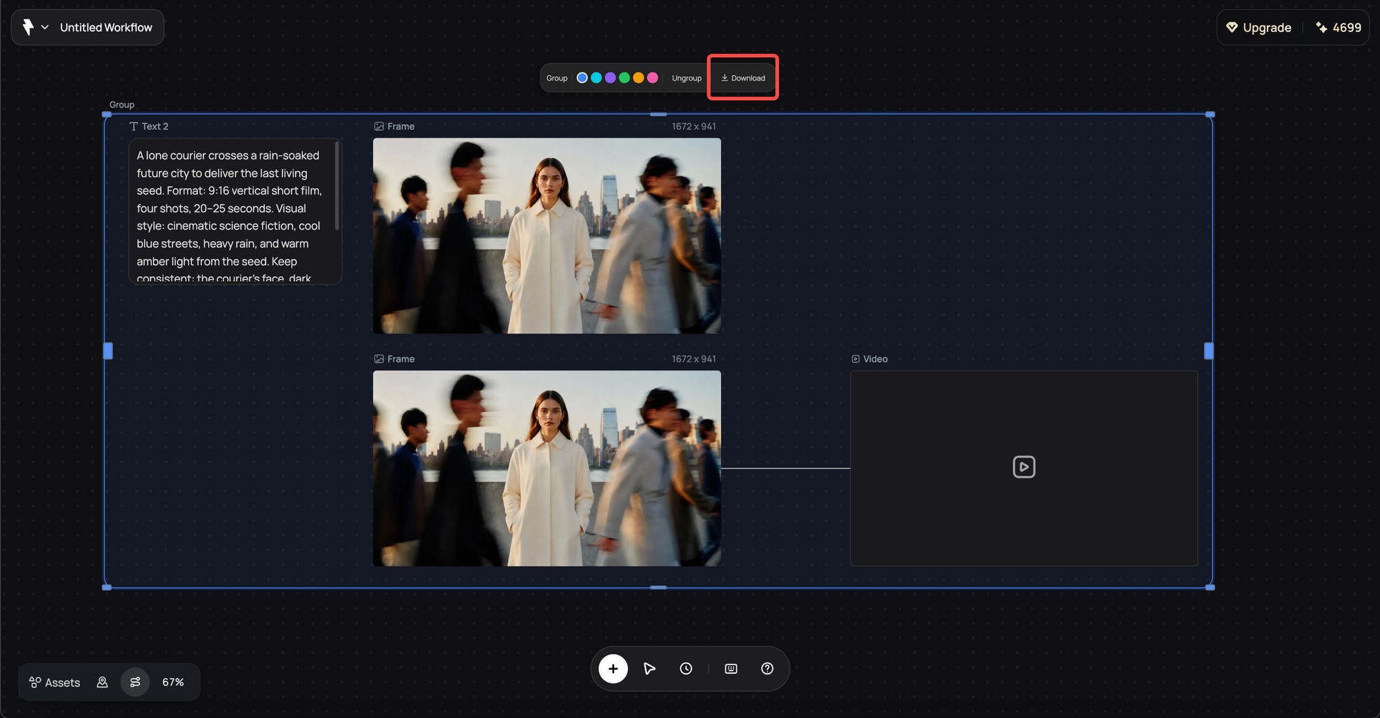 Downloading selected results from a group